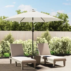 vidaXL Parasol met stalen paal 3 m zandwit