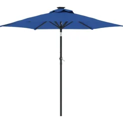 vidaXL Parasol met stalen paal 225x225x212 cm azuurblauw