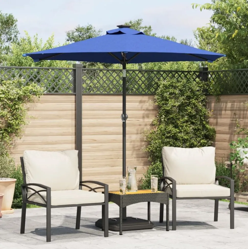 vidaXL Parasol met stalen paal 225x225x212 cm azuurblauw
