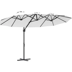 vidaXL Parasol Zand 372 x 198 x 243 cm Polyester en Aluminium