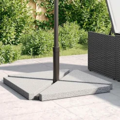 vidaXL Parasolvoetplaten 4 st driehoekig 14 kg graniet grijs