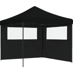 vidaXL Partytent inklapbaar pop-up met 2 zijwanden zwart