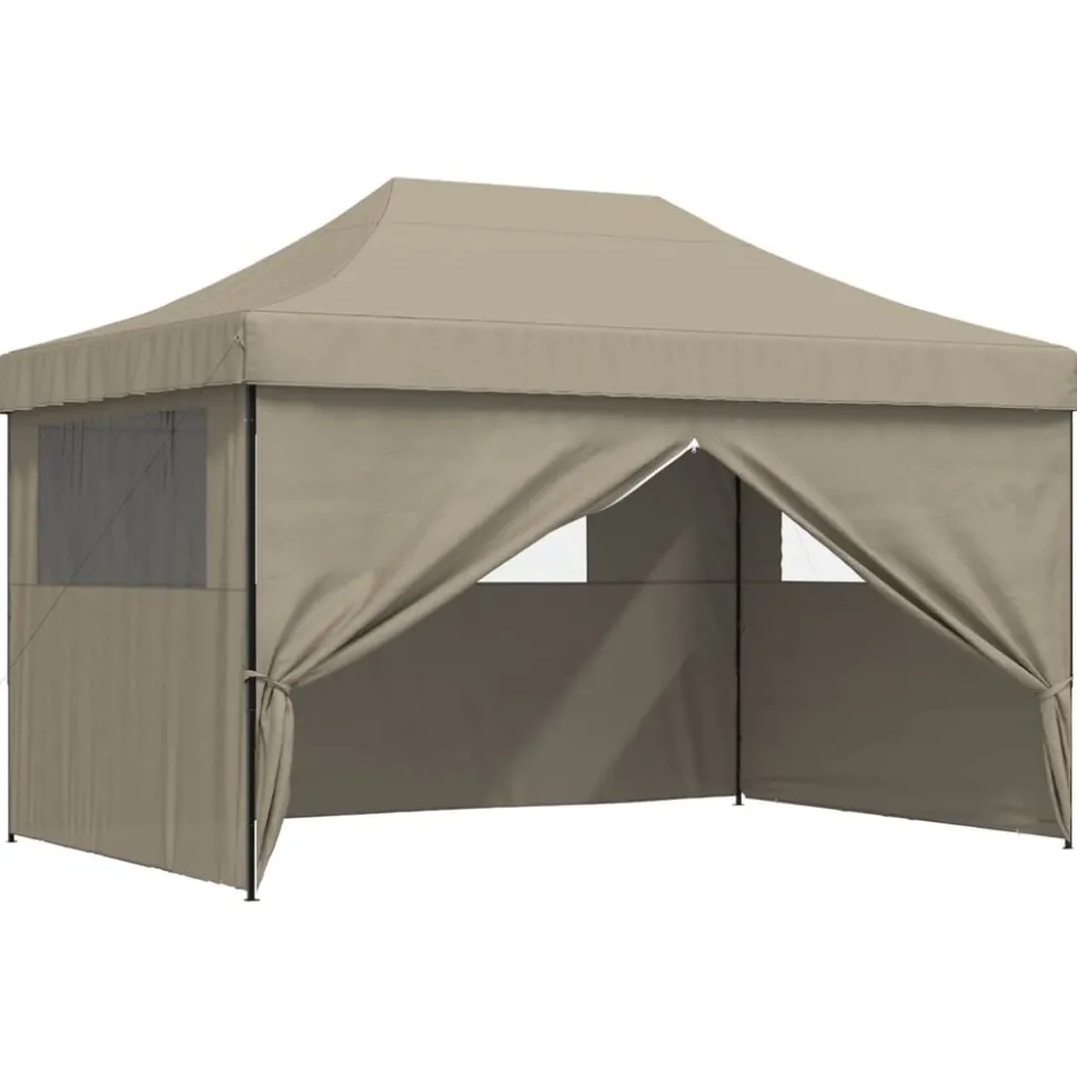 vidaXL Partytent inklapbaar pop-up met 4 zijwanden taupe