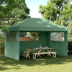 vidaXL Partytent inklapbaar pop-up met 3 zijwanden groen