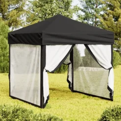 vidaXL Partytent inklapbaar met zijwanden 2x2 m zwart