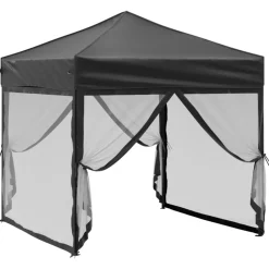 vidaXL Partytent inklapbaar met zijwanden 2x2 m zwart