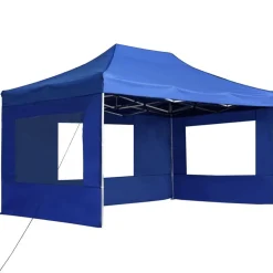 vidaXL Partytent inklapbaar met wanden 4,5x3 m aluminium blauw