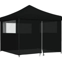 vidaXL Partytent inklapbaar pop-up met 4 zijwanden zwart