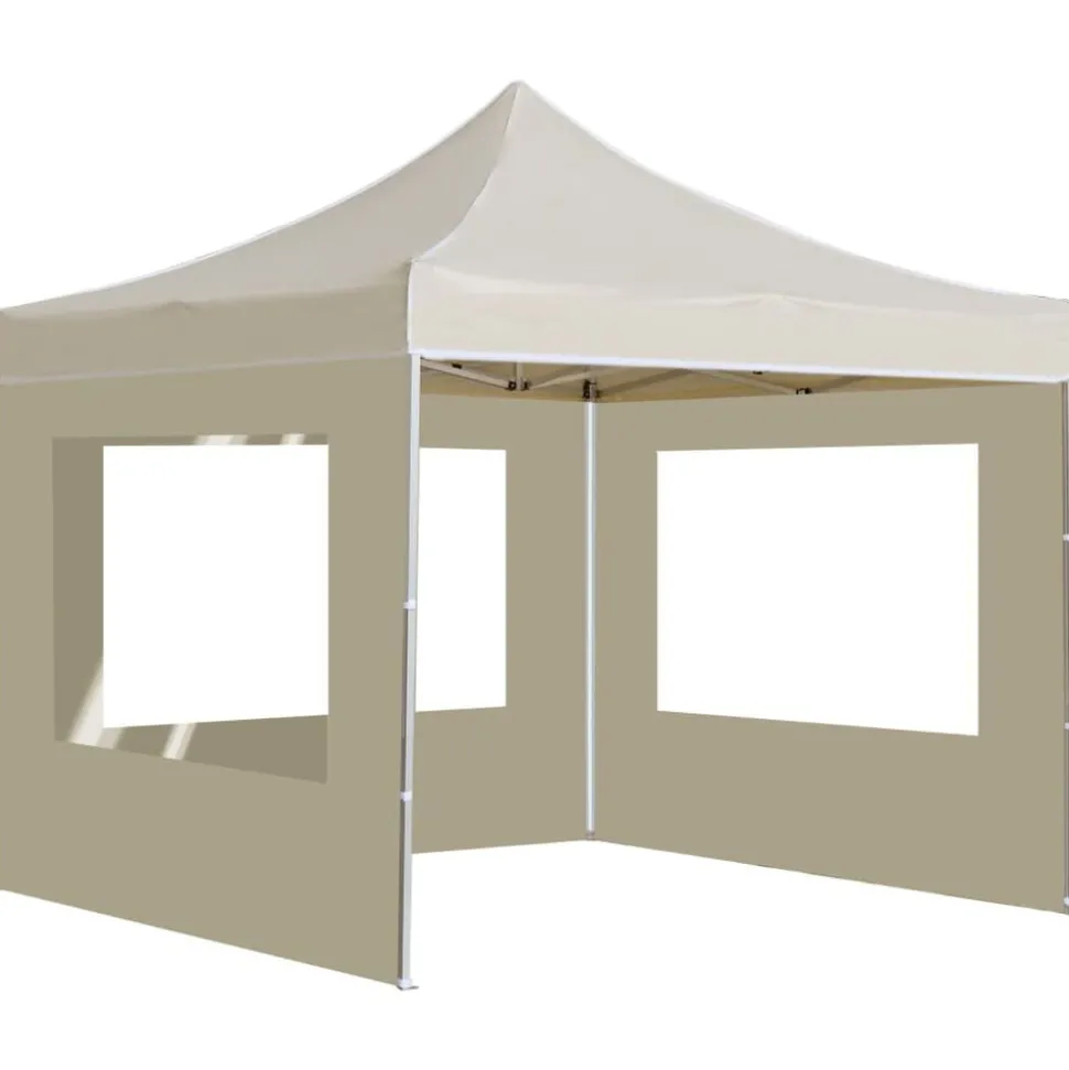 vidaXL Partytent inklapbaar met wanden 3x3 m aluminium crème