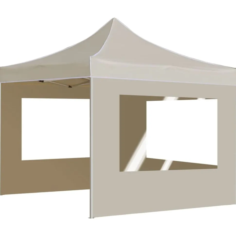 vidaXL Partytent inklapbaar met wanden 3x3 m aluminium crème