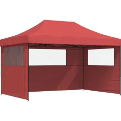 vidaXL Partytent inklapbaar pop-up met 3 zijwanden bordeauxrood
