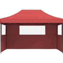 vidaXL Partytent inklapbaar pop-up met 3 zijwanden bordeauxrood