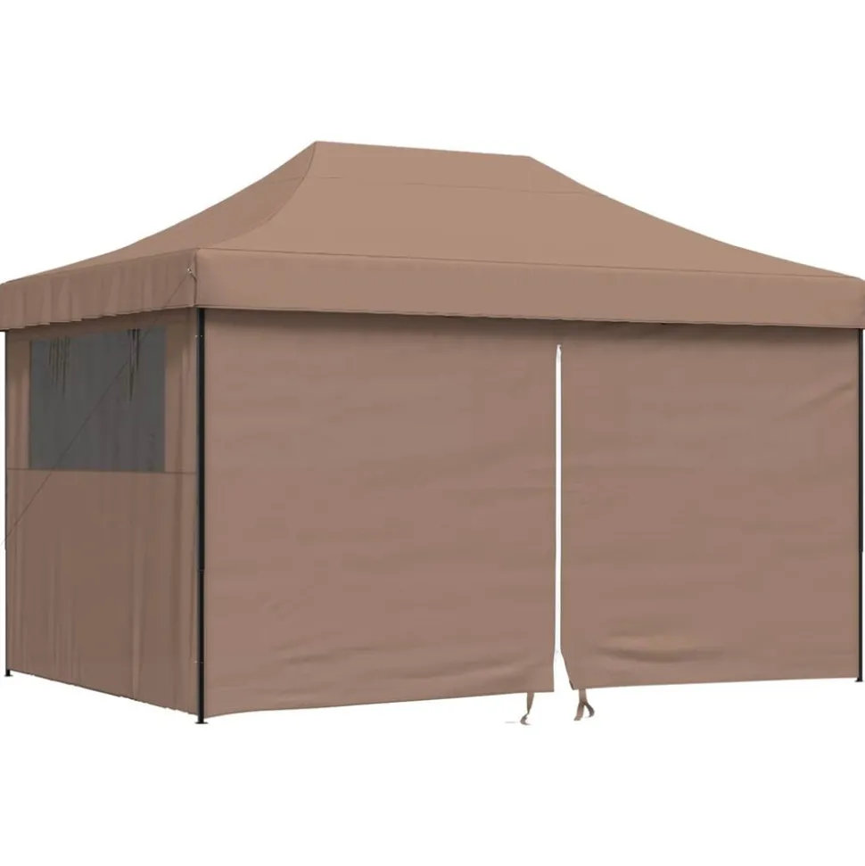 vidaXL Partytent inklapbaar pop-up met 4 zijwanden bruin