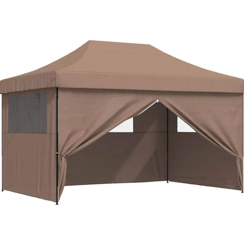 vidaXL Partytent inklapbaar pop-up met 4 zijwanden bruin