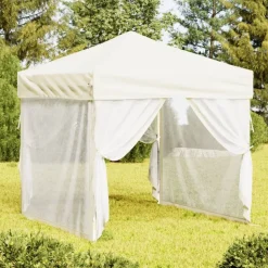 vidaXL Partytent inklapbaar met zijwanden 2x2 m crèmekleurig