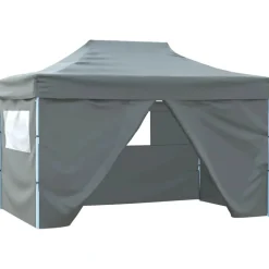 vidaXL Partytent met 4 zijwanden inklapbaar 3x4 m staal antraciet