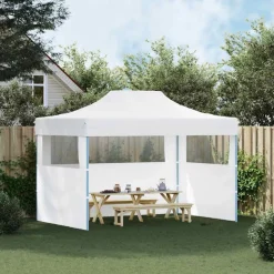 vidaXL Partytent met 3 zijwanden inklapbaar 280x410x315 cm staal wit