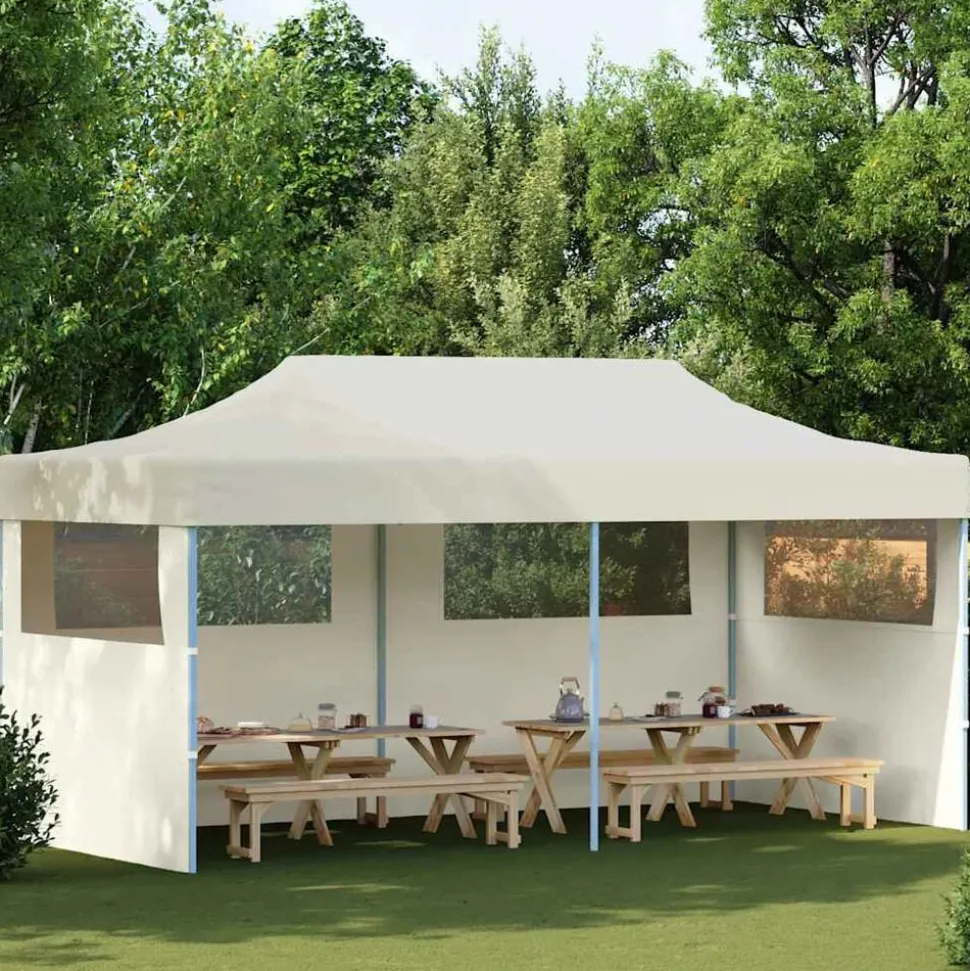 vidaXL Partytent pop-up inklapbaar 3x6 m crème