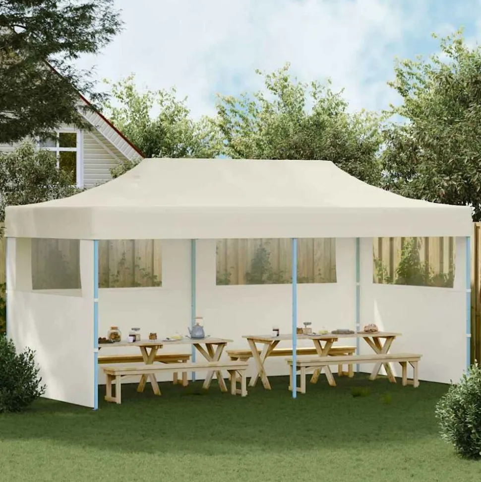 vidaXL Partytent pop-up inklapbaar 3x6 m crème