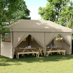 vidaXL Partytent Taupe 292 x 580 x 315 cm Oxford Stof