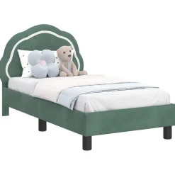 vidaXL Peuterbedframe met hoofdbord Zeegroen 70 x 140 cm Fluweel