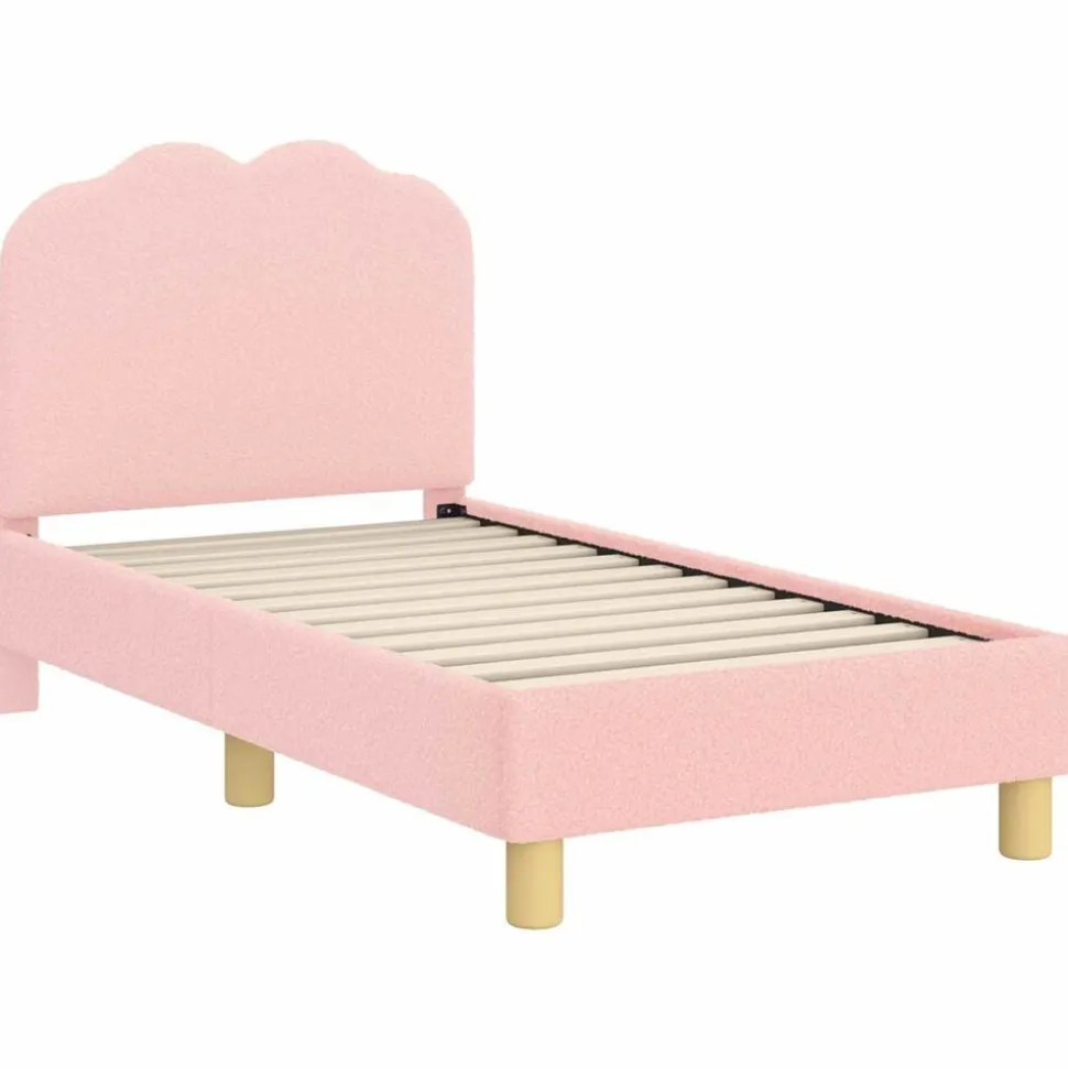vidaXL Peuterbedframe met hoofdbord Roze 70 x 140 cm Schapenstof