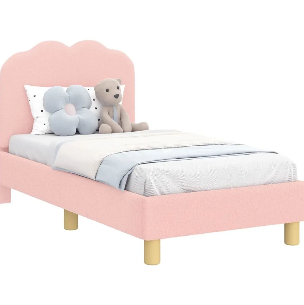 vidaXL Peuterbedframe met hoofdbord Roze 70 x 140 cm Schapenstof