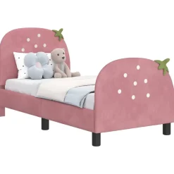 vidaXL Peuterbedframe met hoofdbord Roze 70 x 140 cm Fluweel