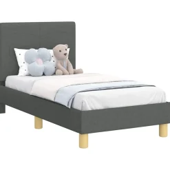 vidaXL Peuterbedframe met hoofdbord Donkergrijs 70 x 140 cm Stof