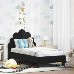 vidaXL Peuterbedframe met hoofdbord Zwart 70 x 140 cm Fluweel