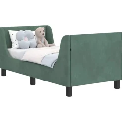 vidaXL Peuterbedframe met hoofdbord Zeegroen 70 x 140 cm Fluweel