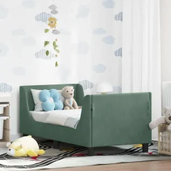 vidaXL Peuterbedframe met hoofdbord Zeegroen 70 x 140 cm Fluweel