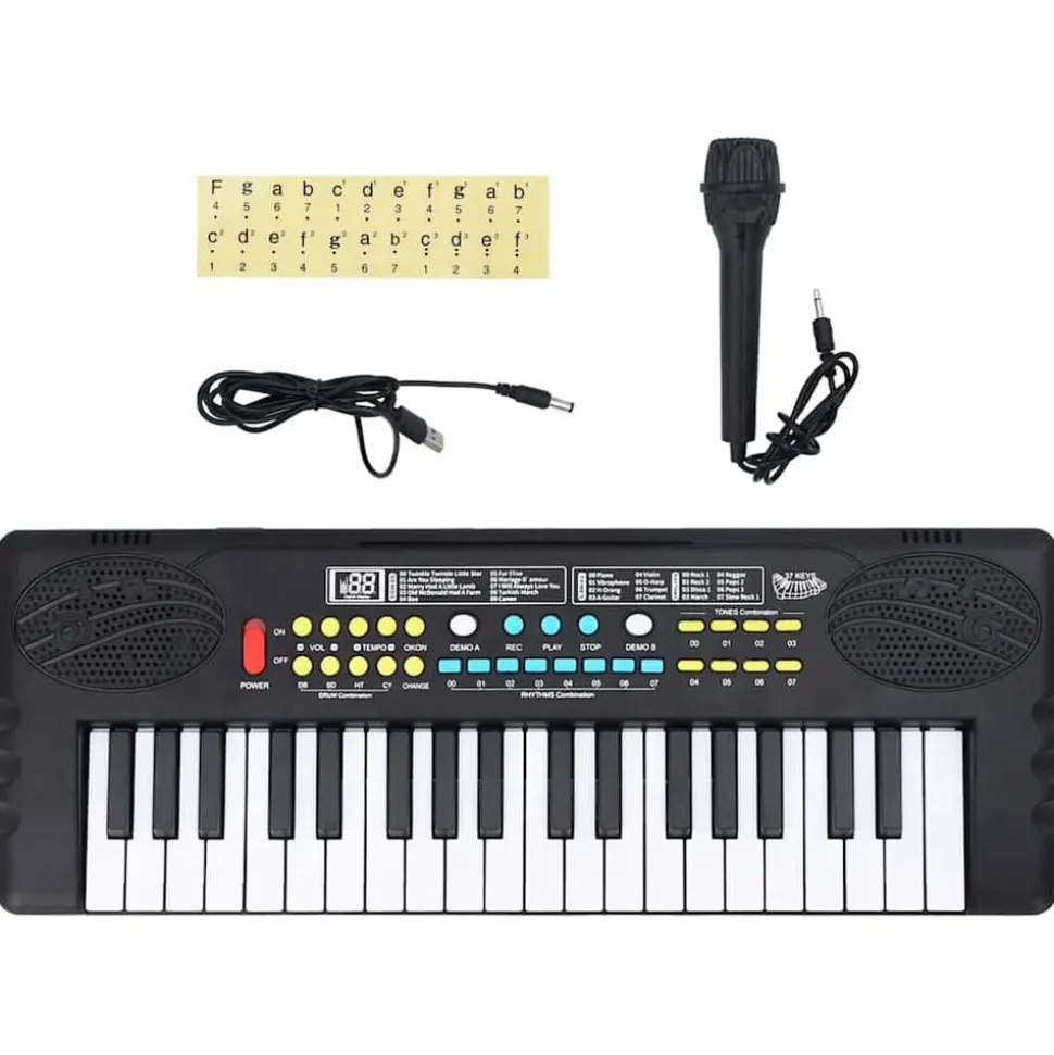 vidaXL Piano elektrisch toetsenbord met 37 toetsen en microfoon