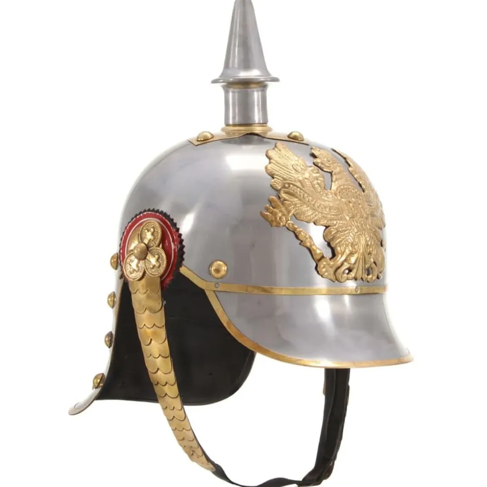 vidaXL Pickelhaube Germaans replica LARP staal zilverkleurig