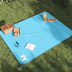 vidaXL Picknickkleed met haringen 205x155 cm blauw