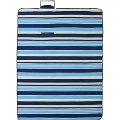 vidaXL Picknickkleed opvouwbaar gestreept 200x150 cm fluweel blauw wit