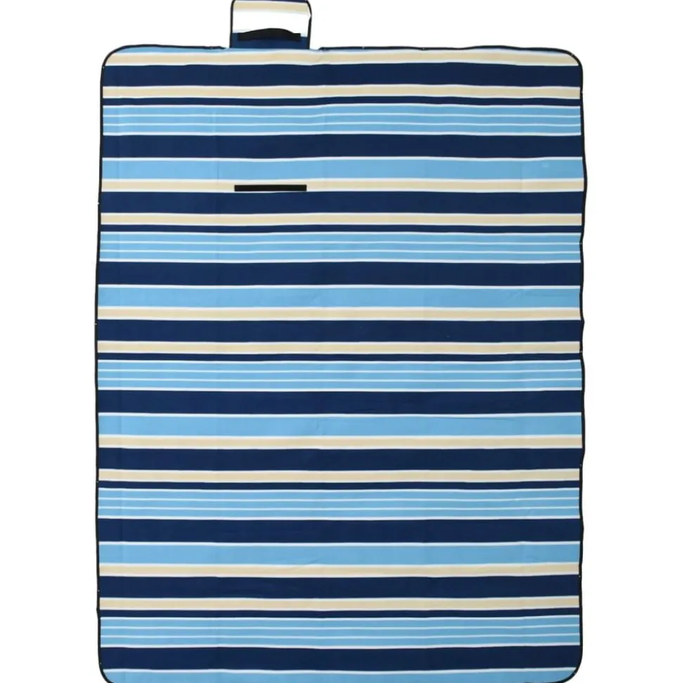 vidaXL Picknickkleed opvouwbaar gestreept 200x150 cm fluweel blauw wit