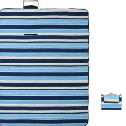 vidaXL Picknickkleed opvouwbaar gestreept 200x150 cm fluweel blauw wit
