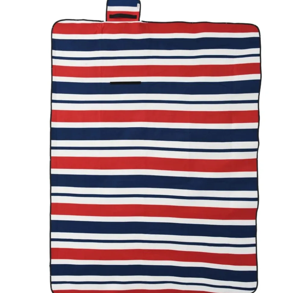 vidaXL Picknickkleed opvouwbaar strepen 200x150 cm fluweel blauw rood