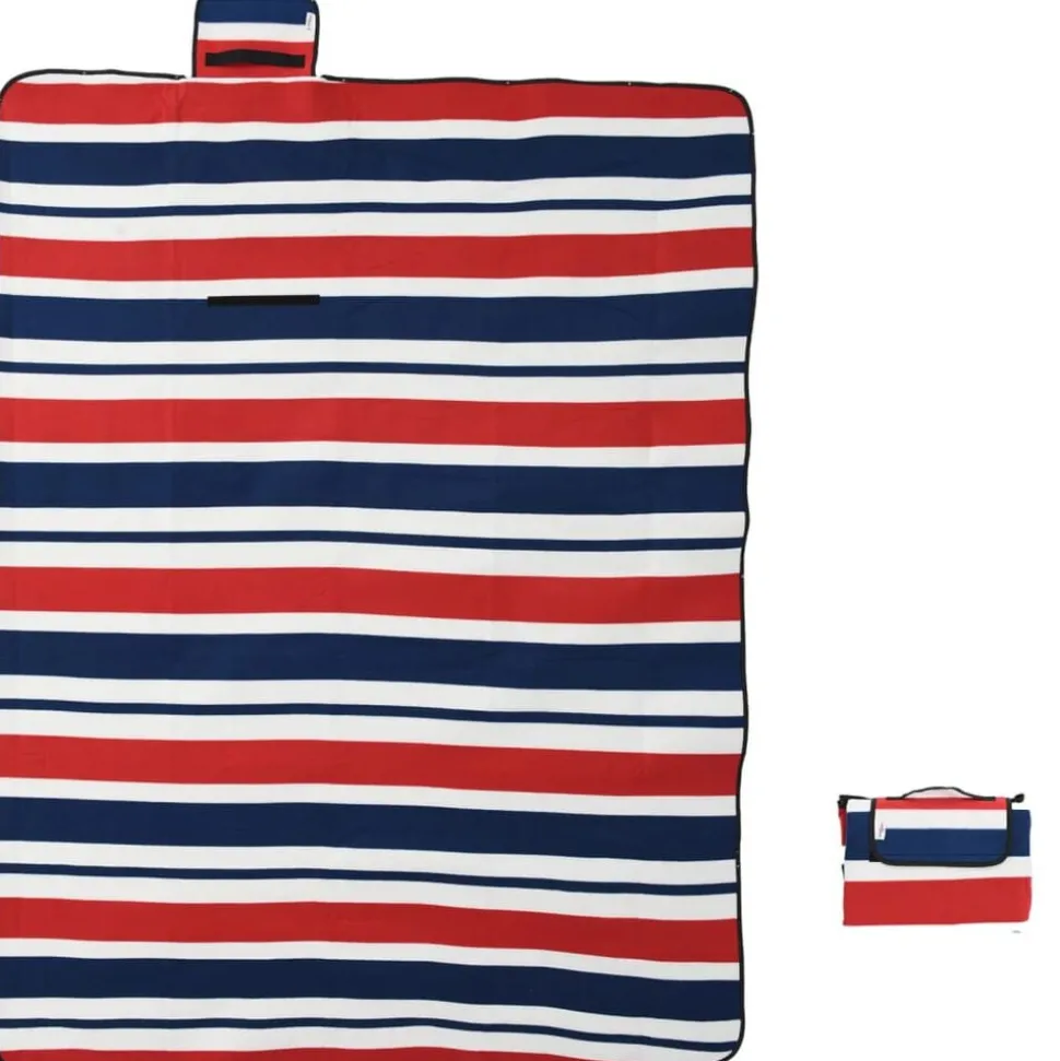 vidaXL Picknickkleed opvouwbaar strepen 200x150 cm fluweel blauw rood