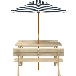 vidaXL Picknicktafel voor 4 kinderen met parasol massief vurenhout