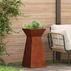 vidaXL Pilaar Plantenbak Zilver 35 x 35 x 73 cm Cortenstaal