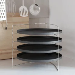 vidaXL Pizzapannen 4 st met rek Ø 28 cm staal