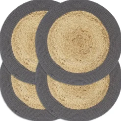 vidaXL Placemats 4 st 38 cm jute en katoen natuurlijk en antraciet