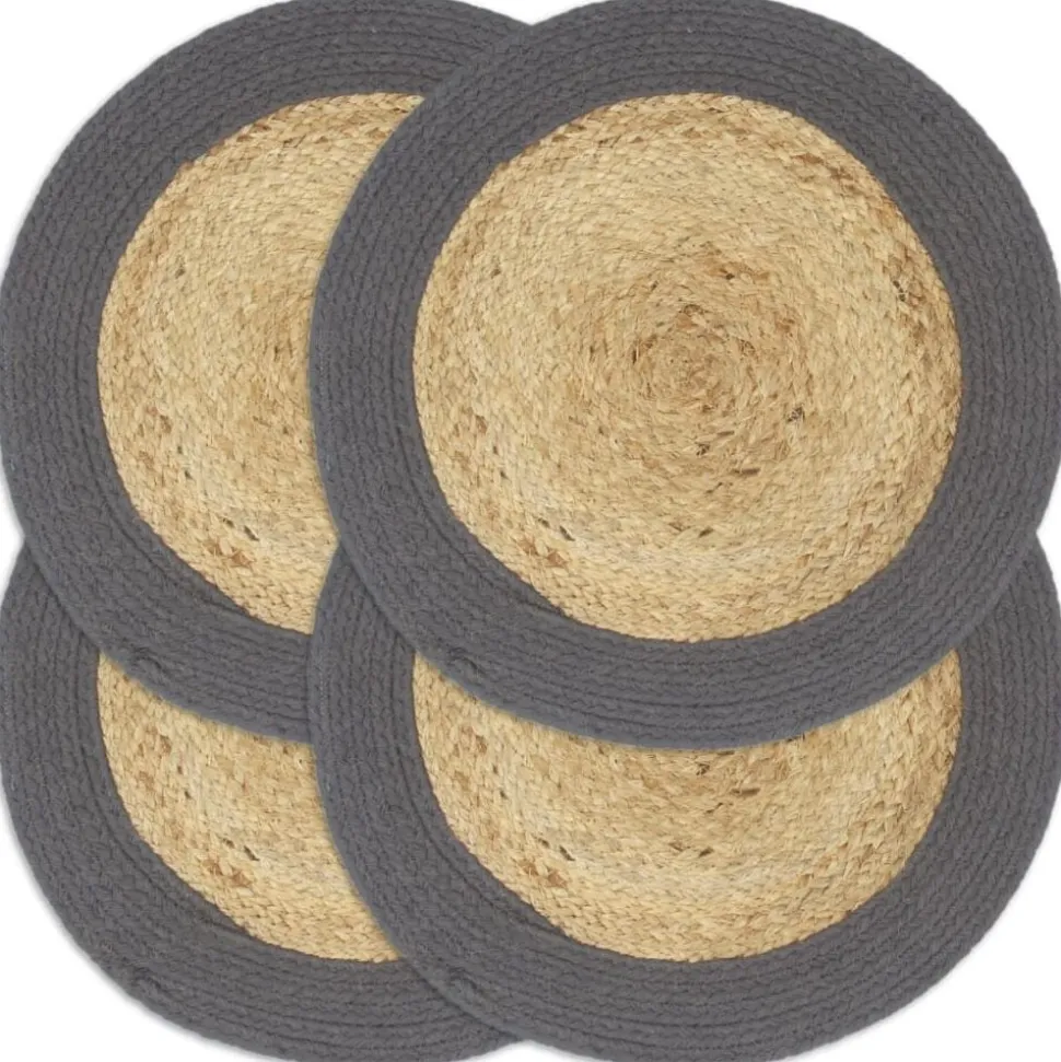 vidaXL Placemats 4 st 38 cm jute en katoen natuurlijk en antraciet