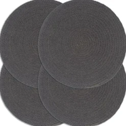 vidaXL Placemats 4 st rond 38 cm katoen effen donkergrijs