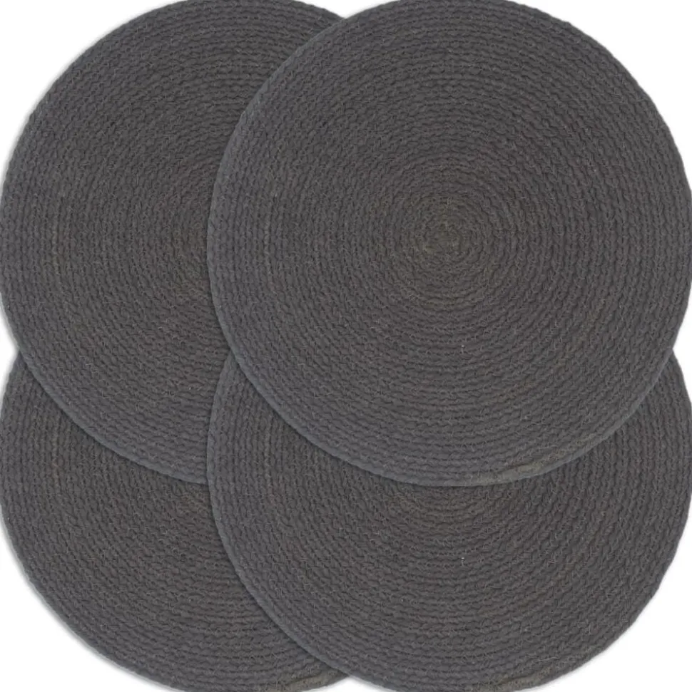 vidaXL Placemats 4 st rond 38 cm katoen effen donkergrijs