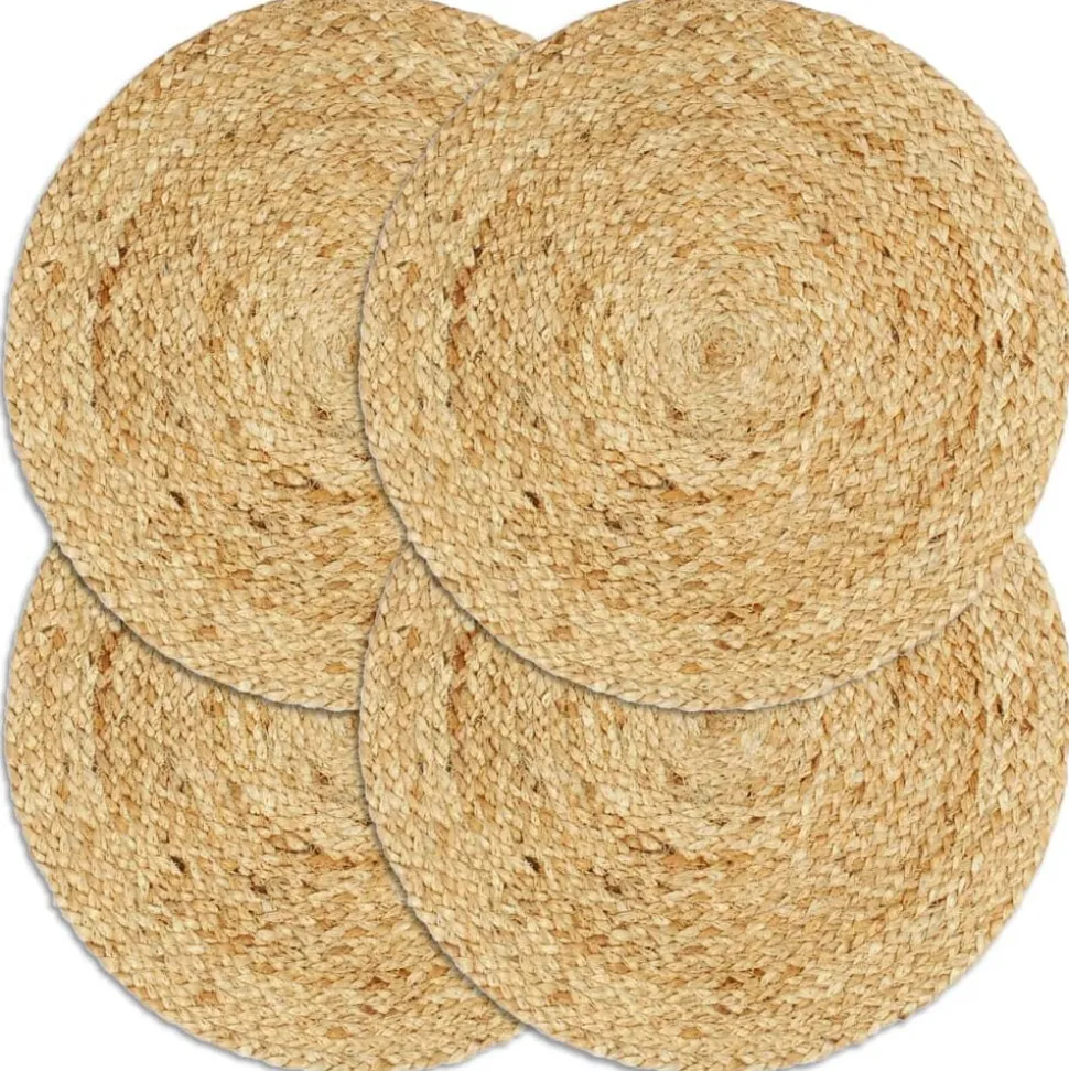 vidaXL Placemats 4 st rond 38 cm jute natuurlijk