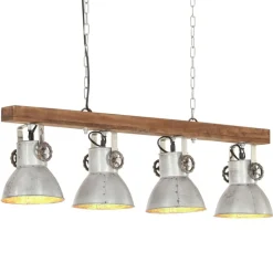 vidaXL Plafondlamp industrieel E27 mangohout zilverkleurig