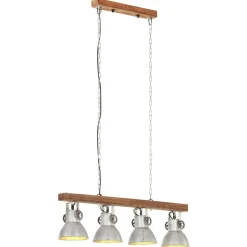 vidaXL Plafondlamp industrieel E27 mangohout zilverkleurig